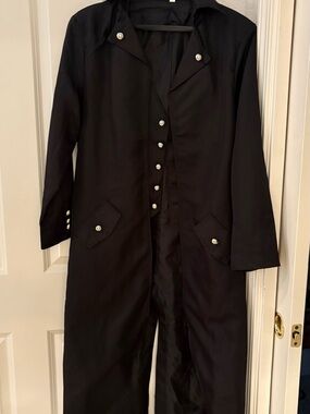 Costume Black Long Button-Front Jacket with Tails and Decorative Buttons